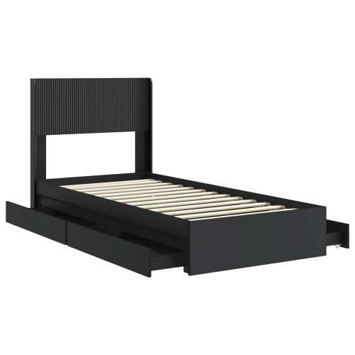VidaXL vidaXL Bed Frame with Storage and Headboard Black 90 x 190 cm 1