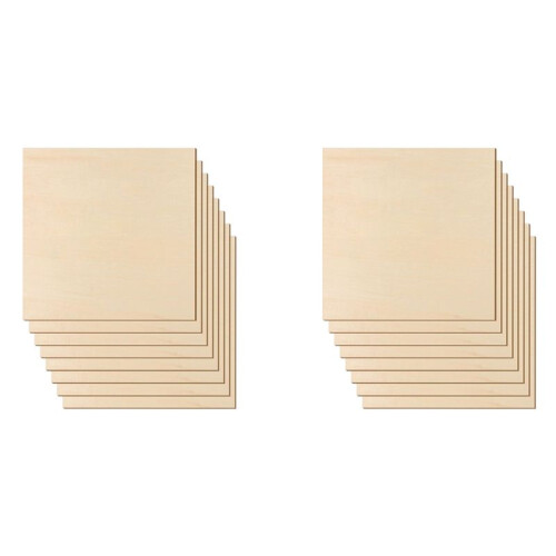 12 X 12 Polegadas - Folhas de Madeira Compensada de 3 mm, Placa de Madeira Quadrada Inacabada de 16 Unidades para Artesanato DIY, Corte A Laser