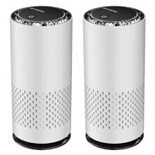 2X Negative Ion Generator USB Air Purifier with HEPA Filter for Car Smell Formaldehyde Removal White