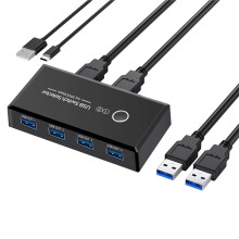 USB 3.0 One-Button  Selector for 2 Computers Share 1 Keybord/Mouse/Printer/USB Flash Disk Drive(4 USB Devices)