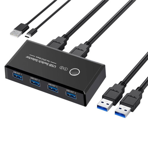 USB 3.0 One-Button  Selector for 2 Computers Share 1 Keybord/Mouse/Printer/USB Flash Disk Drive(4 USB Devices)