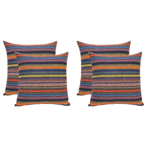 Conjunto de 4 Fronhas Bohemian Throw Fronhas Decorativas Boho Mexican Retro Stripe Multicolor, para Sofá 18X18 Polegadas