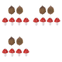 18X Garden Fairy Accessories Resin Hedgehogs and Wood Mushroom Miniature Decorations for Bonsai