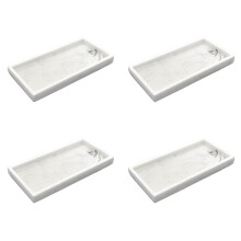 4X Bandeja de Resina com Padrão de MáRmore, Placa Retangular Antiderrapante, Bancada para Banheiro, Sabonete, Shampoo, Bandeja de Armazenamento,