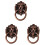 3X Antique Style Copper Tone Metal Lion  Shaped Drawer Pull Handle 2.5 Inch 1