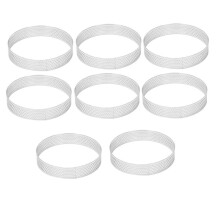 8Pcs 10cm Circular Tart Ring Pizza Dessert DIY Stainless Steel Perforation Fruit Pie Cake Mousse Molds Baking Mould Tool