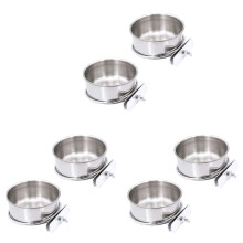 6 Piezas Jaula para PáJaro Dispensador de Agua Alimento Plato para Alimento para Loro Taza para Comedero Contenedor para Comida de PáJaro de Acero