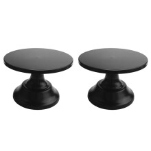 2X Metalen Ijzeren Cake Stand Ronde Voetstuk Dessert Houder Cupcake Display Rack Lade voor Verjaardag Bruiloft (Zwart)