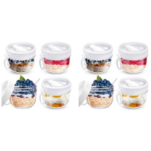 8 Pcs Overnight Oats Container with Lids and Spoons, 20Oz Overnight Oats Jars Airtight Yogurt Container for Milk, Fruit