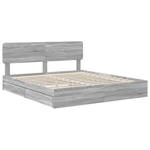 VidaXL vidaXL Storage Bed Grey Sonoma 200 x 200 cm Engineered Wood 2