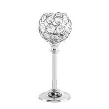 (Silver, M) Mini Crystal Candlestick - Durable Metal Candle Holder