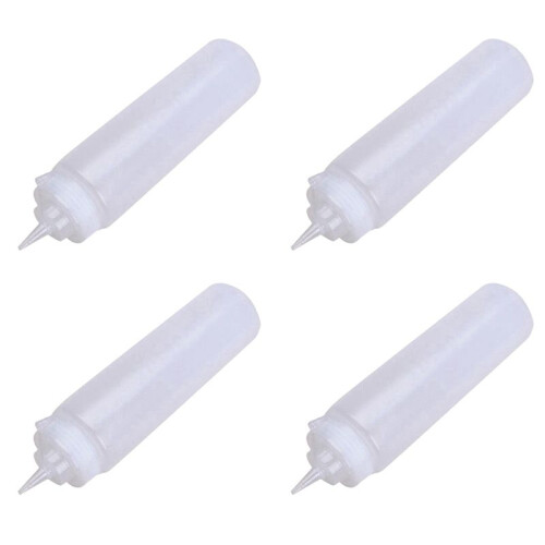 4X 250ml White Transparent Plastic Sauce Squeeze Bottle Dispenser with Cap