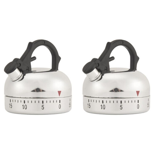 2X 60 Minute Counting Teapot Shaped Kitchen Cooking Alarm Clock Timer Mechanical
