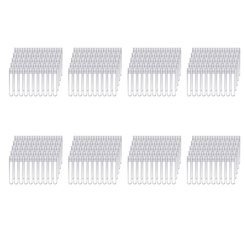 800Pcs Clear Plastic Test Tubes with White Screw Caps Sample Containers Bottles Push Caps 12X75mm