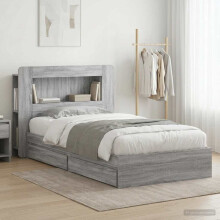 vidaXL Bed Frame with Storage Grey Sonoma 100 x 200 cm Engineered Wood