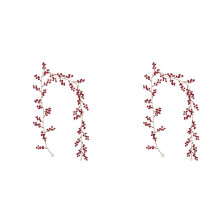 2X Christmas Red Berry Garland, Artificial Burgundy Red Pip Berry Artificial Berry Garland for Indoor Outdoor Decoration