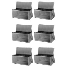 6 STUKS Quilt Organizer Box Opvouwbare Draagbare Kast Stapelbare Bakken Niet-Geweven Kledingopslag Dekens Verzamelkoffer-Grijs