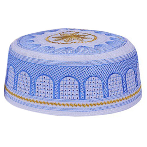 Polyester de chapeau ethnique brodé traditionnel de Hui-Bleu 58
