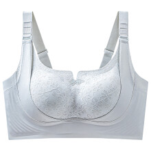 Breathable Nylon Push Up Bra With-Silver gray white 38 85