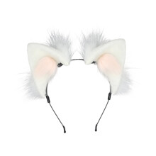 Realistische pluche dierenoor haarband kostuumhoofdband voor-Wit
