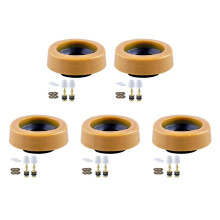 5X Toilet Wax Ring Kit for Floor Outlet Toilets New Install or Re- Include Closet Bolts,Bolt Caps,Flange and Washers