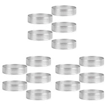 15Pcs Circular Tart Rings with Holes Stainless Steel Fruit Pie Quiches Cake Mousse Mold Kitchen Baking Mould 7cm