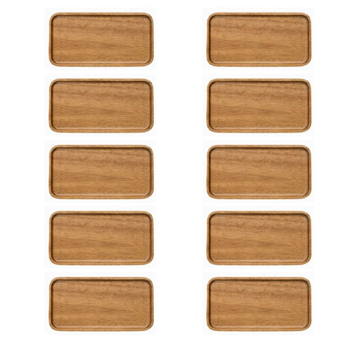 10X Acacia Serving Tray, Rectangular Solid Wood Flat Bottom Plate, Fruit Plate, Saucer, Tea Tray, Dessert Plate-Small
