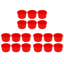 Silicone Cake Molds 4 Inch Round Baking Pan Non-Stick Silicone Baking Mold Bakeware Pan Reusable Red, Set of 18