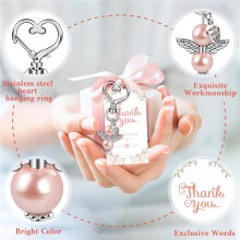 24 St Baby Shower-Favoriter Inklusive Söta Ängelnyckelringar, Favoritlådor och Tackkort för Dopfavoriter, Bruden