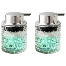 2X Foaming Hand Soap Dispenser, Bathroom Soap Dispenser or Lotion Dispenser for Kitchen,Refillable Clear Glass Dispenser