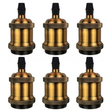 Confezione da 6 lampadine E27 vintage con portalampada in ceramica solida, adattatore per lampadina a vite Edison retrò, ottone anticat