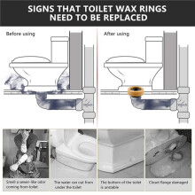 2X Toilet Wax Ring Kit for Floor Outlet Toilets New Install or Re- Include Closet Bolts,Bolt Caps,Flange and Washers