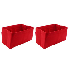 2X Red Home Storage Bag Purse Organizer Insert Bag Makeup Organizer Inner Purse Portable Cosmetic Bags Storage Tote