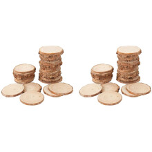 80Pcs 3-4CM Unvollendete Natürliche Runde Holzscheiben Kreise mit Baumrinde Holz Scheiben für DIY Handwerk Haus Party Dekoration
