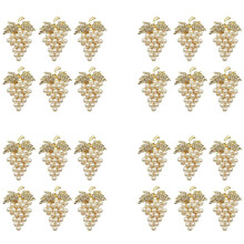 Grapes Napkin Rings Set of 24, with Glittering Imitation Diamond and Pearls Inlay Alloy Napkin Ring Holder