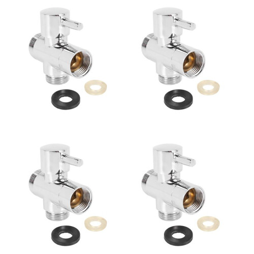 4X SOLID Diverter 3-Way Diverter Valve All 1/2 Inch IPS Shower System Spare Part, Copper Chrome Plating