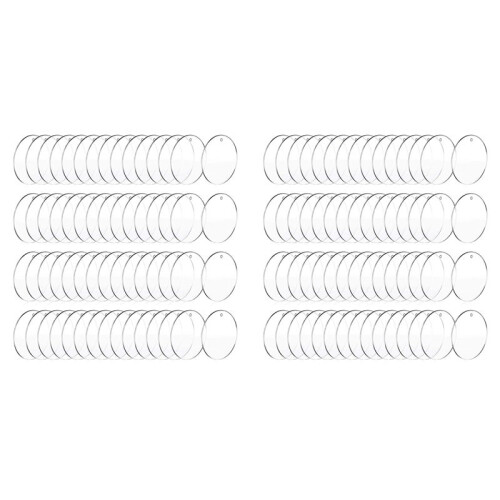 100 Peças em Branco de Acrílico de 3 Polegadas com Furo Transparente Círculo Ornamento em Branco Redondo de Acrílico Transparente para Enfeites de