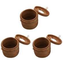 3X Runder Rattan-Tissue-Kasten-Rebe-Rollenhalter-Toilettenpapier-Abdeckungs-Zufuhr für Barthroom, Haus, Hotel und Büro
