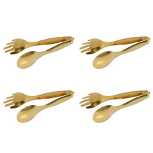 4X Stainless Steel Food Tongs Gold Kitchen Utensils Buffet Cooking Tools BBQ Clips Bread Steak Tong