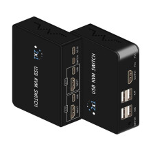 USB KVM Switcher 2 in 1 Out Laptop Printer Shared 4K 60HZ USB Keyboard Mouse Monitor Selector Switcher Box