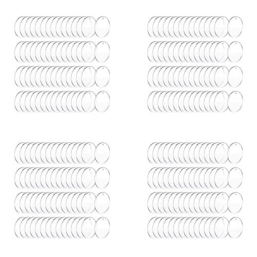 200 Peças em Branco de Acrílico de 3 Polegadas com Furo Transparente Círculo Ornamento em Branco Redondo de Acrílico Transparente para Enfeites de