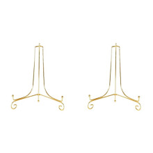 2X Guld Display Stativ Hantverksfäste Bokhållare Foto Piedestal Skål Skål Ram Bild Tallrik Rack Staffli Förvaringsdekor-12Cm
