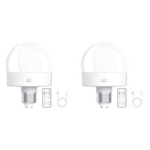 2X Rechargeable Battery Operated Light Bulbs, 300LM E26 Screw in Light Bulb for Lamps with Remote Control Dimmable&Timer