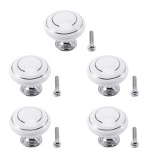 5 X Ceramic Door/Wardrobe/Cabinet/Cupboard Knob Handle Drawer White