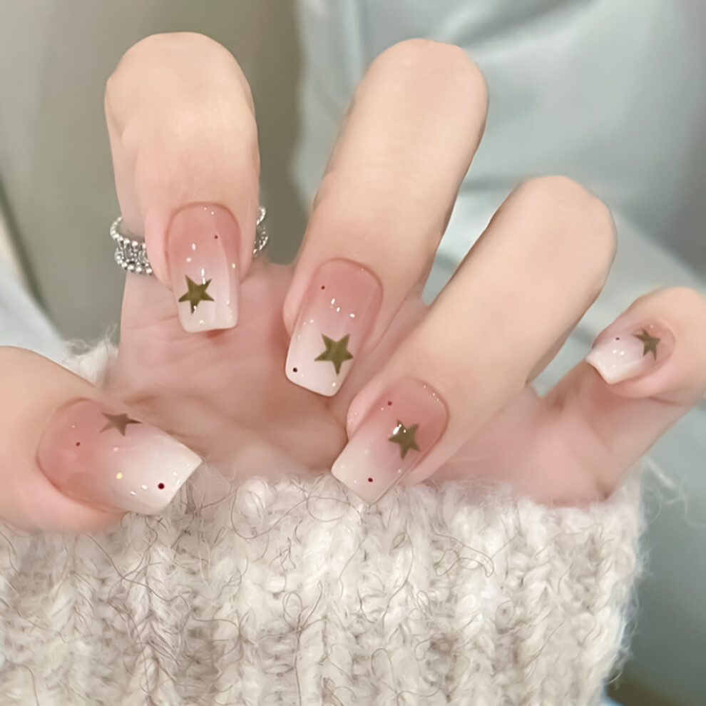 Zhouq-Outdoors Star Glossy Fake Nails - Lightweight & Easy Stick
