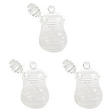 3X Frasco de Mel de Vidro Transparente com Tampa Frasco de Mel com Concha, Transparente, 9 Onças