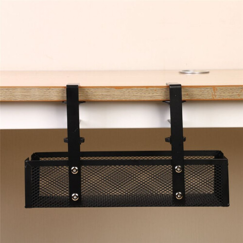 Opening Under-Desk Storage Basket Punch-Free Storage Rack Metal Grid Adjustable Wire Socket Basket 1