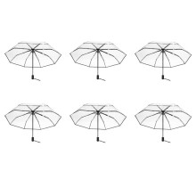 6X Rain Women Men Sun Rain Auto Umbrella Compact Folding Windproof Style Clear Umbrella,Transparent + Black Border