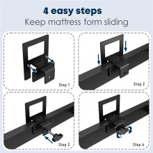 4 PCS Adjustable Non Slip Mattress Gaskets for Bed Frame, Heavy Duty Mattress Holder in Place Gripper,