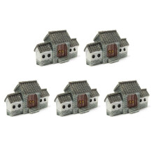 5X Miniatur Villa Haus Puppenhaus Topfblume Pflanze Handwerk DIY Ornament Bonsai Dekor Chinesische Alte Stadt Tor Grau